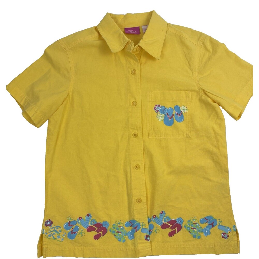 Pappagallo Cotton Beach Top Bright Sandals Florida Resort Petite S PS Flaws
